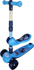 Trotineta 2 in 1 pentru copii cu roti luminoase din silicon NOVOKIDS™ Mini Scooter 8130, Cu melodii , 3 roti, Pliabila, Maner reglabil pe inaltime,