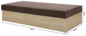 Pat de o persoană (canapea) 85 cm Idona (maro) (cu somieră și saltea) (cu sp. depozitare). 1098587