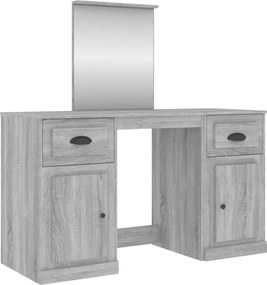 vidaXL Masă de toaletă cu oglindă, sonoma gri, 130x50x132,5 cm