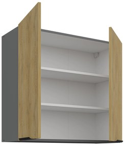 Dulap superior de bucătărie Carminia 80 G-72 2F (stejar cremona + antracit). 1127930