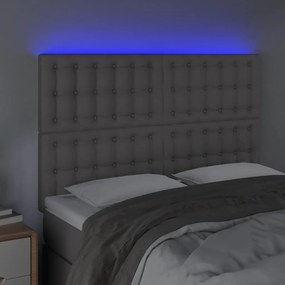 Tablie de pat cu LED, gri, 144x5x118 128 cm, textil 1, Gri, 144 x 5 x 118 128 cm
