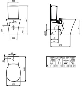 Rezervor vas wc Ideal Standard Connect Air Cube alb lucios cu alimentare laterala