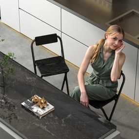 HOMCOM Set 2 Scaune de Bucătărie Pliabile cu Suport pentru Picioare din MDF și Oțel Negru | Aosom Romania