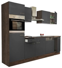 Mobilă de bucătărie Yorki cu corp din stejar Yorki, față antracit satinat, dimensiune 280 cm