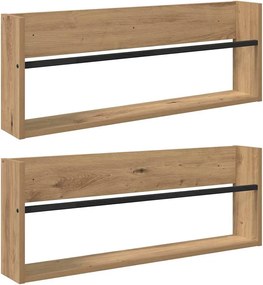 vidaXL Raft pentru reviste 2 pcs Stejar Artizanal 80 x 12 x 30 cm