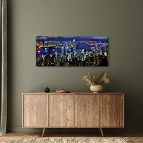Tablou cu zgârie-norii noaptea (120x50 cm)