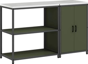 vidaXL Set de depozitare pentru bucătărie cu raft 2 pcs Verde măsliniu