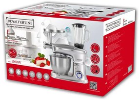 Robot de bucatarie 3in1 Royalty Line RL-PKM1900, 7BG, 1900W, 6.5 Litri, Blender, Mixer Planetar, Tocator, Argintiu