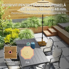 Outsunny Bază pentru Umbrelă cu Roți și Frâne, Suport din Metal cu Ciment, pentru Stâlpi de Umbrelă Ø36/38/48 mm, Efect Lemn Natural | Aosom Romania