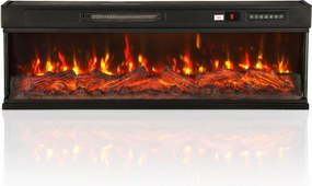 HOMCOM Șemineu electric de podea/încastrabil, 3 laturi, cu telecomandă, 750/1500W, efect flacără 3D, 12 culori, 5 niveluri de luminozitate | Aosom Romania