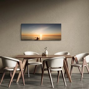 Tablou cu canoiști în apus de soare (120x50 cm)