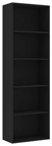 800991 vidaXL Bibliotecă cu 5 rafturi, negru, 60 x 30 x 189 cm, PAL