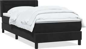 vidaXL Pat box spring cu saltea, negru, 90x210 cm, catifea