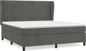 vidaXL Pat box spring cu saltea, gri închis, 180x200 cm, catifea