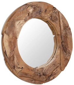 Oglinda decorativa, lemn de tec, 80 cm, rotunda 1, 80 cm