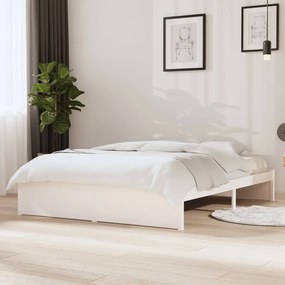814930 vidaXL Cadru de pat, alb, 140x190 cm, lemn masiv de pin