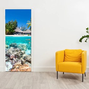 Fototapet pentru ușă - Plajă pe insulă tropicală (95x205cm)