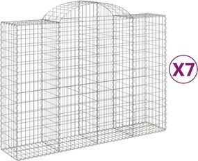 vidaXL Coșuri gabion arcuite 7 buc, 200x50x140/160 cm, fier galvanizat