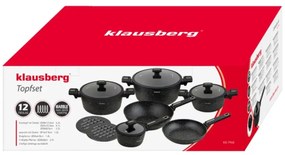 Set oale marmorate cu capace 12 peise Klausberg KB-7968, negru