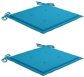 Scaune de masa cu perne albastre, 2 buc., lemn masiv tec 2, Albastru
