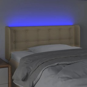 Tablie de pat cu LED, crem, 93x16x78 88 cm, textil 1, Crem, 93 x 16 x 78 88 cm