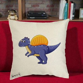 Perna Decorativa Spinozaur Kawaii, 40x40 cm, Ecru, Husa Detasabila, Perna Inclusa, BEKZ®