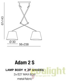 Lustra moderna cu 2 brate articulate ADAM 2 S WH