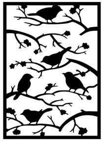 Decorațiune de perete din metal 47x66 cm Branch & Birds – Wallity