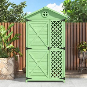 Depozit de mobilier de grădină din lemn pentru exterior, magazie de unelte rezistentă la intemperii, cu mult spațiu de depozitare și construcție din lemn stabilă, 90×56,5×175,3 cm, Verde