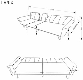 Canapea Larix stofa gri L200 cm