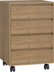 HOMCOM Sertarier de birou cu 4 sertare, cu roți pentru birou 46x40x65 cm Maro | Aosom Romania