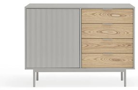 Comodă gri/în culoare naturală joasă cu aspect de lemn de stejar 108x80 cm Sierra – Teulat