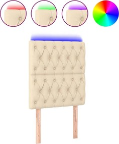 vidaXL Tăblie de pat cu LED, crem, 80x7x118/128 cm, textil