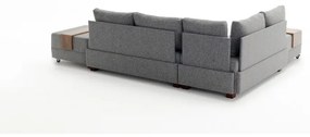 Canapea Tip Coltar Tapitat cu Tabureti Fly Corner Sofa Bed Left - Grey