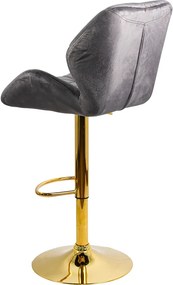 Scaun bar gri ABS 148 – Catifea premium, bază aurie, înălțime reglabilă, rotativ