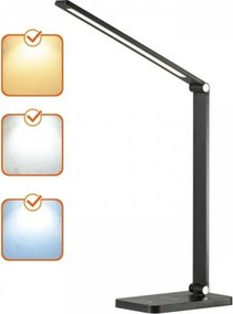 Lampă de birou LED cu dimmer și încărcare wireless NOBLITE Q LED/7W/230V 3000/4000/6500K neagră
