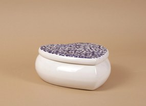 Cutie de depozitare inimioara din ceramică decorativă Scris Albastru