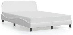 vidaXL Cadru de pat cu tăblie, alb, 140x200 cm, piele ecologică