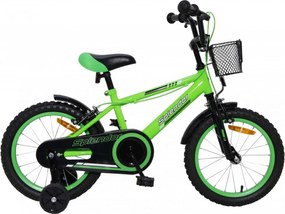 Bicicleta pentru copii NOVOKIDS™ Splend'Or Boom Edition, Cosulet, Roti 14" inch, Max 35 kg, Cadru otel, Roti ajutatoare, Ghidon reglabil, Verde