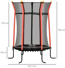 HOMCOM Trambulină Elastică pentru Copii 3-10 Ani cu Intrare cu Fermoar și Țevi Căptușite, Ø163,5x190 cm, Roșu | Aosom Romania