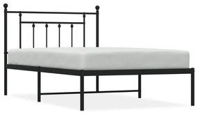 353533 vidaXL Cadru de pat din metal cu tăblie, negru, 107x203 cm