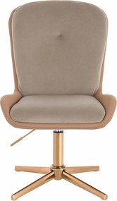 HR690CROSS Scaun Velvet&amp;soft Piele Pu Latte/Carmel Bază Aurie