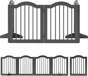 PawHut Barieră pentru câini barieră de protecție autoportantă cu picioare, barieră pliabilă pentru câini, 4 panouri, 208 x 29,5 x 61 cm, Negru | Aosom Romania