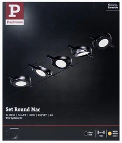 Paulmann 94418 - Set 5x LED/4,5W sistem complet cu cablu ROUNDMAC 230V negru