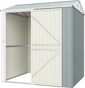 Outsunny Șopron metalic pentru unelte 3,5 m², șopron înalt încuiabil cu acoperiș în două ape, ventilații, mănuși, 209 x 177 x 236 cm | Aosom Romania