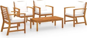 vidaXL Set mobilier de grădină cu perne, 5 piese, lemn masiv acacia