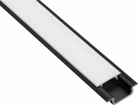 Set profil LED incastrat Glax GTV, din aluminiu, negru mat, cu guler lateral si dispersor alb mat, 2 m Aluminiu, L:2000 mm; l:22 mm; H:6.2 mm, Glax,
