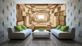 Fototapet - 3D tunel din lemn (254x184 cm), în 8 de alte dimensiuni noi