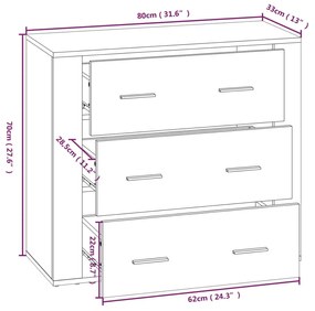 Servanta, stejar sonoma, 80x33x70 cm, lemn compozit 1, Stejar sonoma