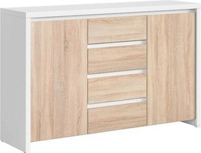 Comoda KASPIAN KOM2D4S, alb/stejar sonoma, PAL, 144x41x92 cm